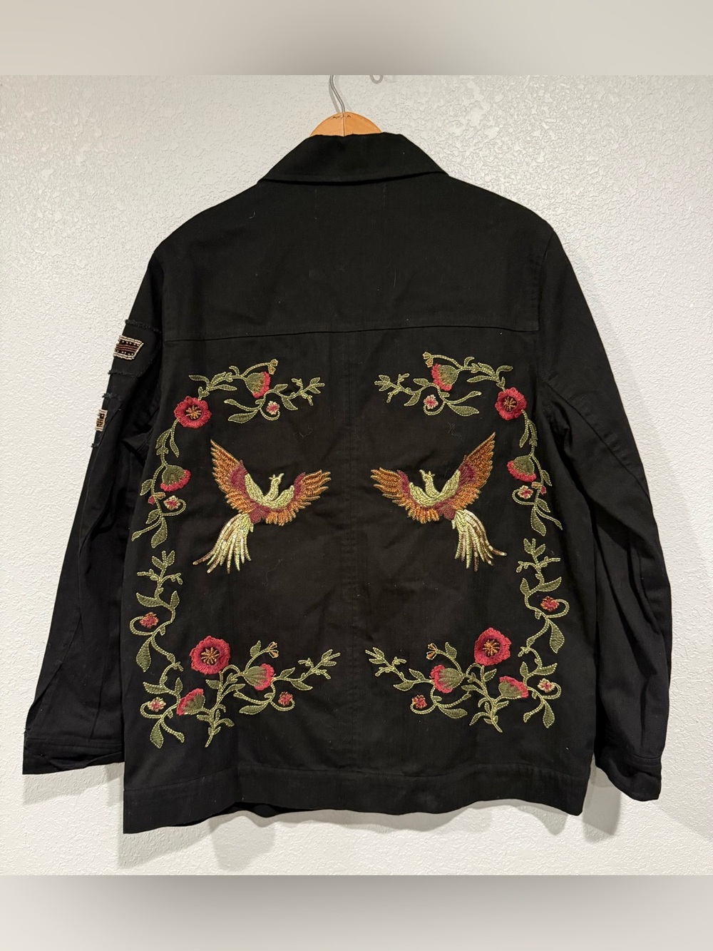 Colleen Lopez Black Embroidered Phoenix Utility Jacket